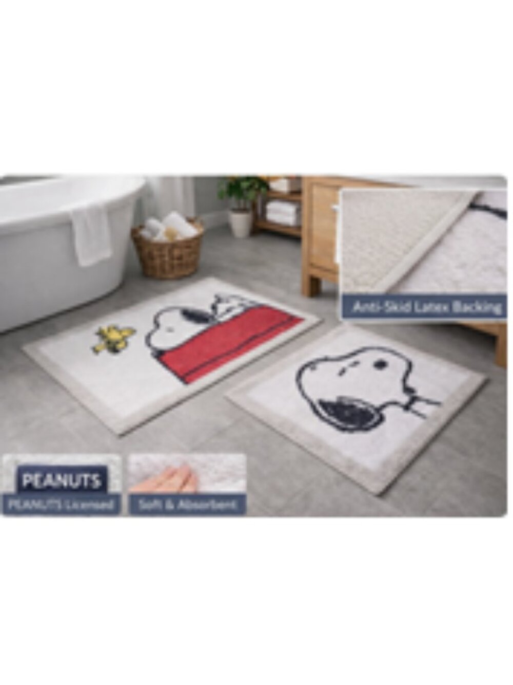 NWT & HTF ~ THE BIG ONE Peanuts 2-Pack Bathroom Rugs - Picture 12 of 16